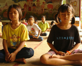 Children practising mindfulness